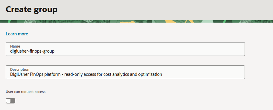 OCI Create Group form