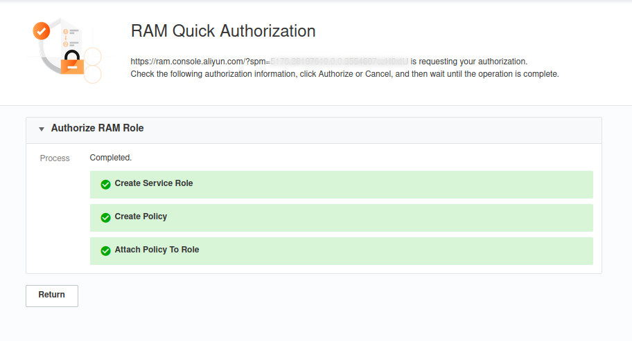 RAM authorization completed