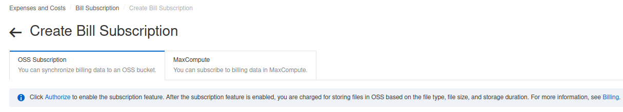 Create bill subscription