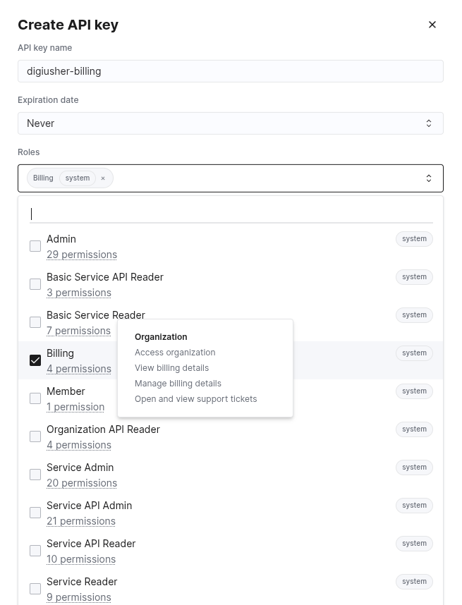 Create a ClickHouse Cloud API key