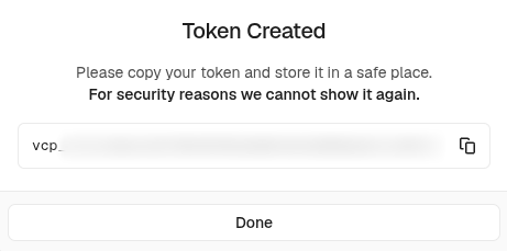 Copy the created token