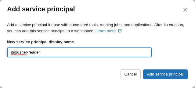 Add a new service principal