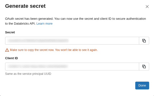 Copy the generated client ID and secret