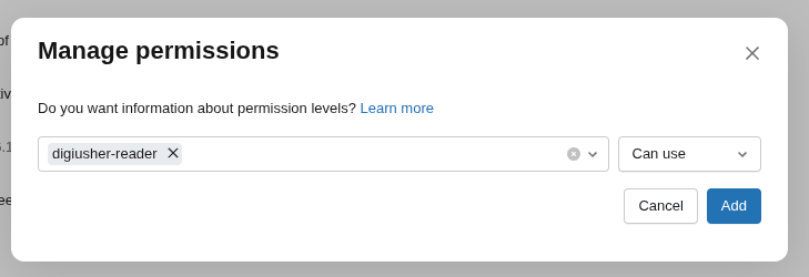Grant Can use permission to the service principal
