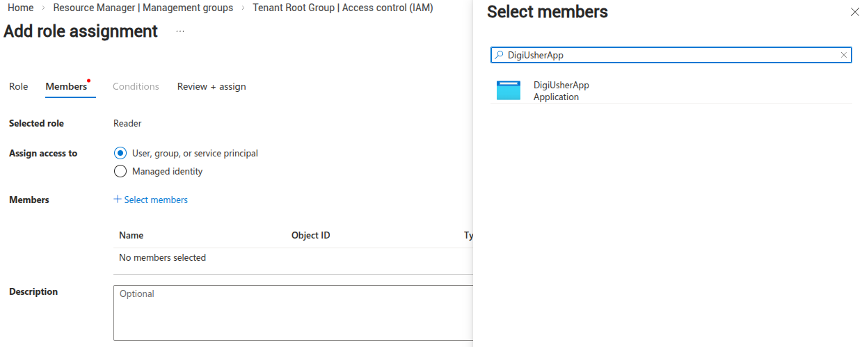 Azure Reader role assignment at Management Group level