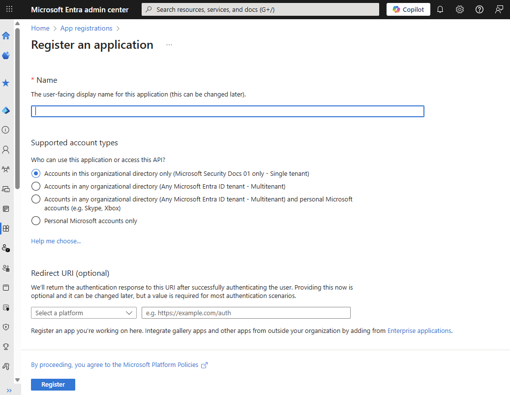 Azure App Registration overview page
